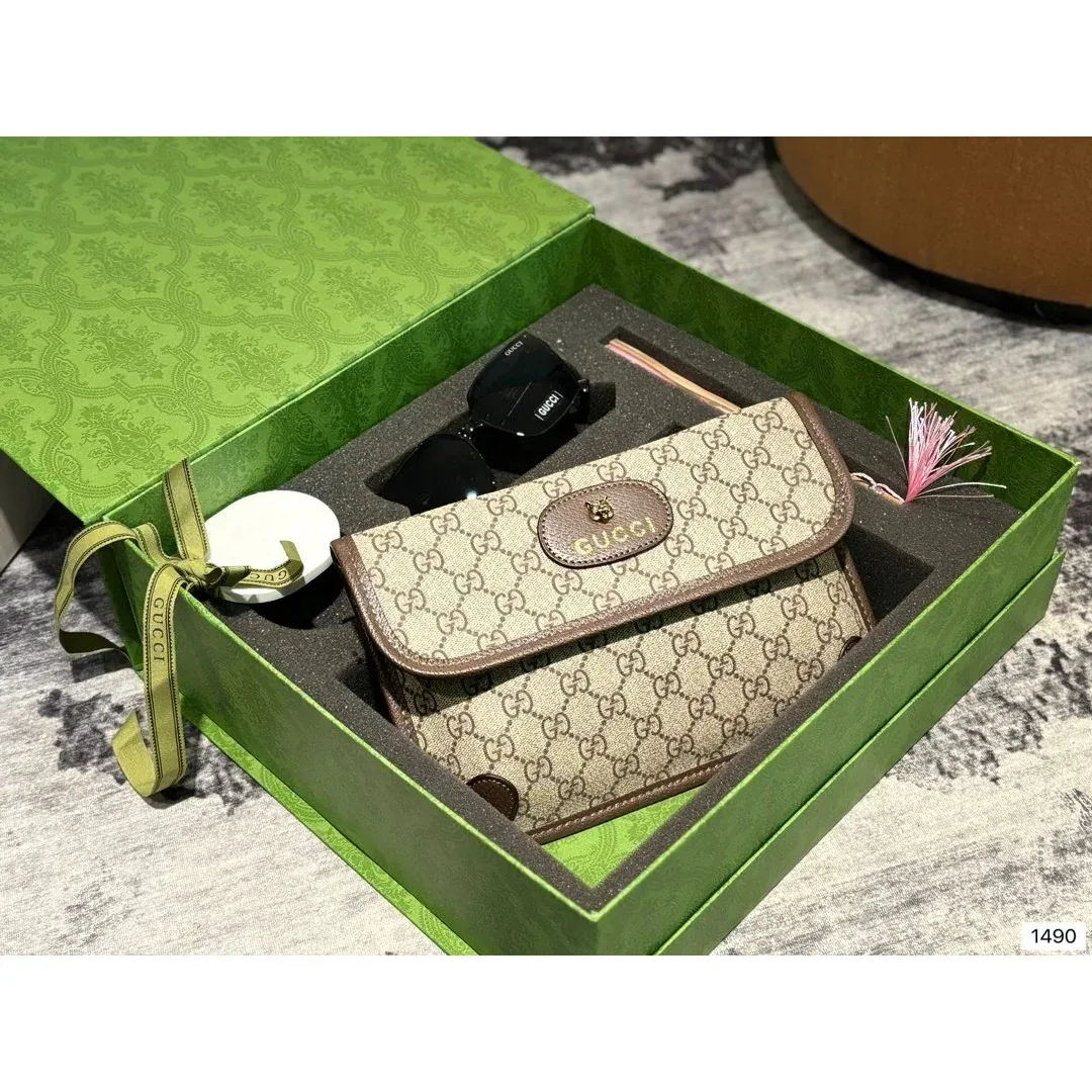 Kakobuy spreadsheet Gucci GG Supreme Beige & Brown Wallet Set Accessories QC photo and price row