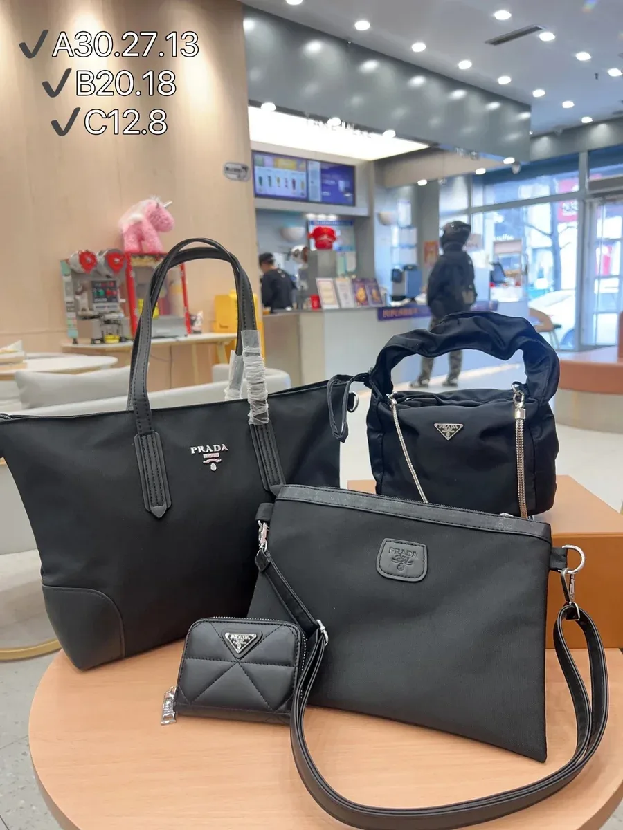 Kakobuy spreadsheet Prada Re-Nylon Black Nylon Tote & Accessories Set Accessories QC photo and price row