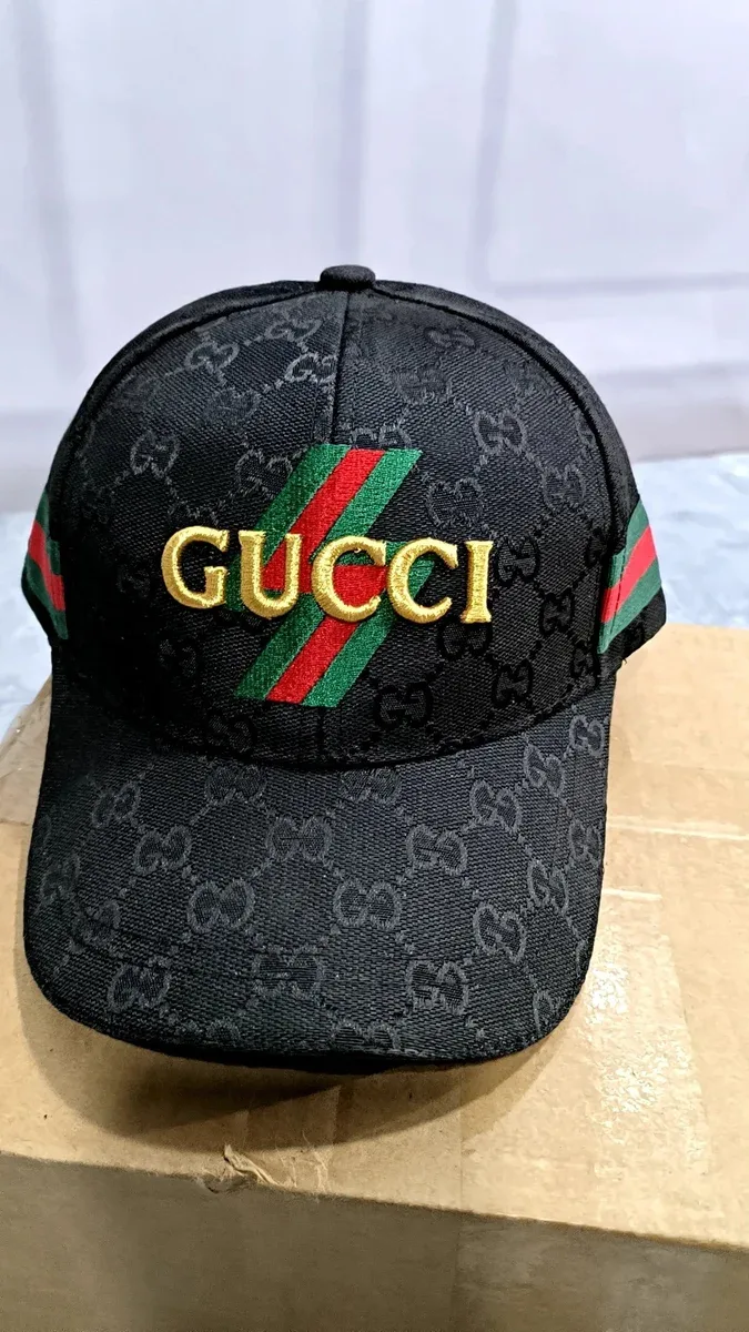 Kakobuy spreadsheet Gucci Black GG Monogram Cap with Red/Green Stripes Headwear QC photo and price row