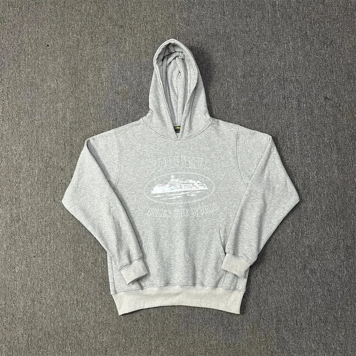 Kakobuy spreadsheet Hoodie 'Cortez Rules the World' Grey Casual Pullover Hoodies QC photo and price row