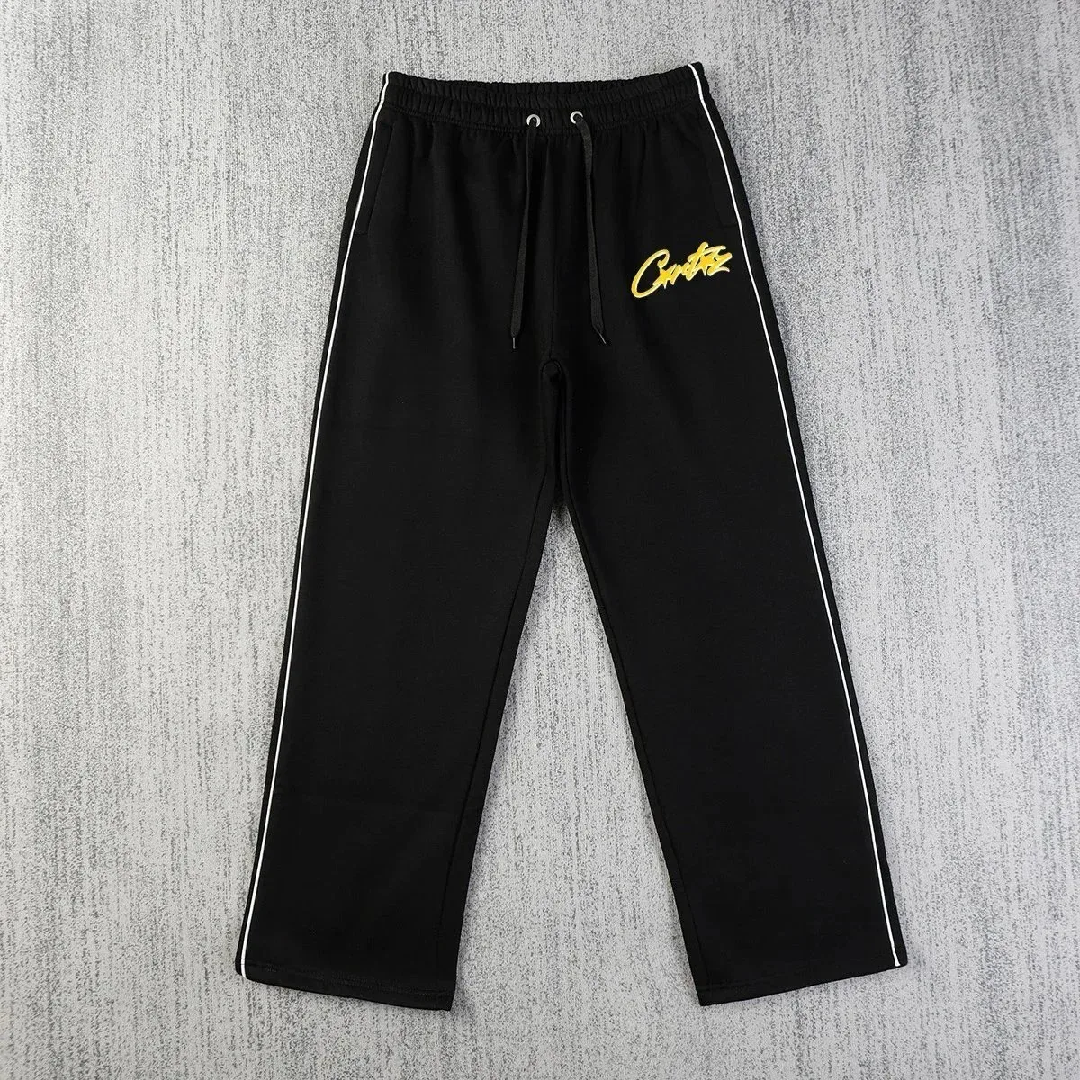Kakobuy spreadsheet Black '20' Track Pants with Yellow Logo Pants QC photo and price row