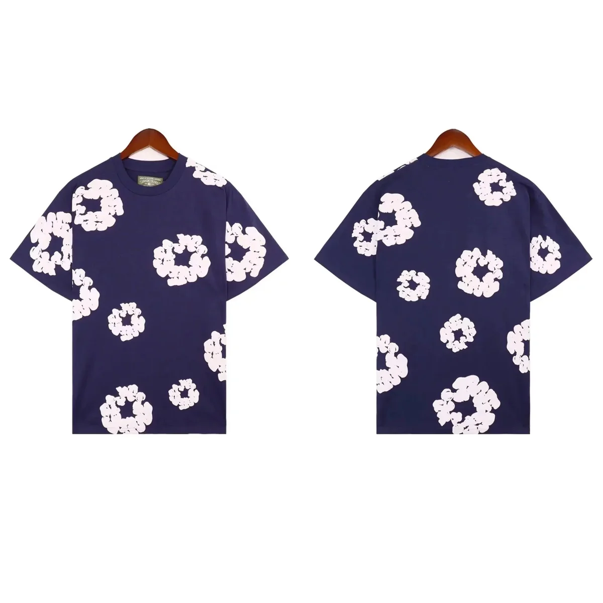 Kakobuy spreadsheet Floral Print T-Shirt Navy/White Casual Top T-Shirts QC photo and price row