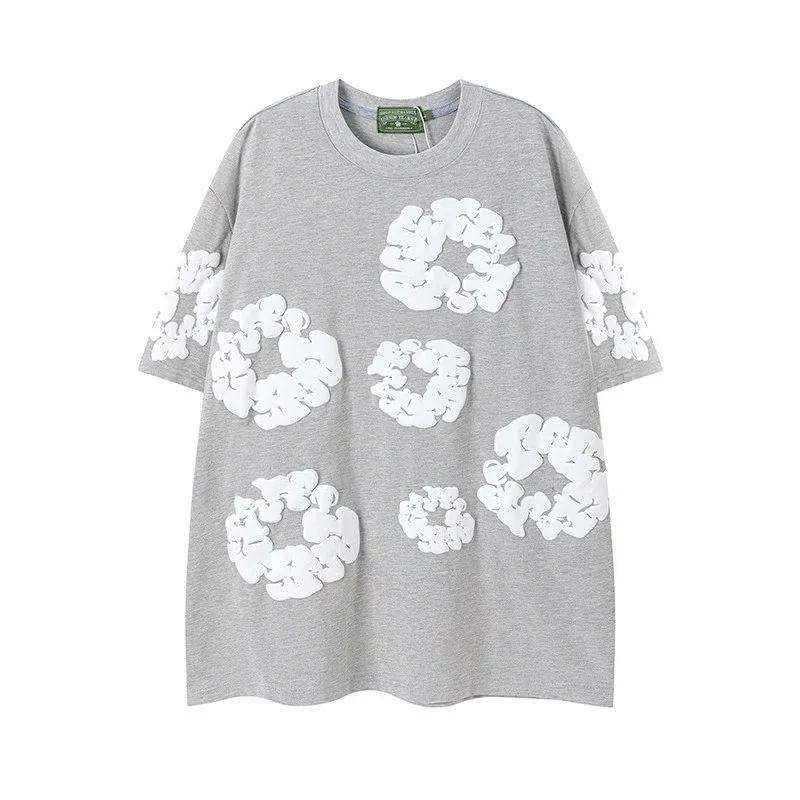 Kakobuy spreadsheet T-Shirt 灰色 Cloud Print Oversized T-Shirt T-Shirts QC photo and price row