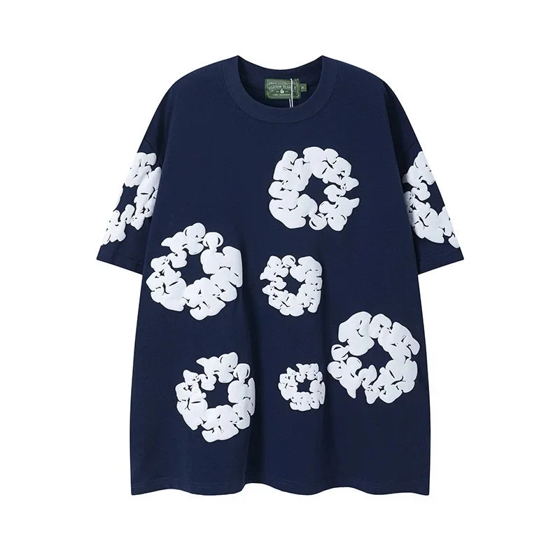 Kakobuy spreadsheet T-Shirt Navy Blue with White Cloud Print Casual T-Shirts QC photo and price row