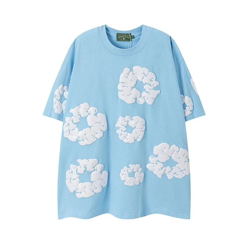 Kakobuy spreadsheet T-Shirt Sky Blue Cloud Print Casual Top T-Shirts QC photo and price row